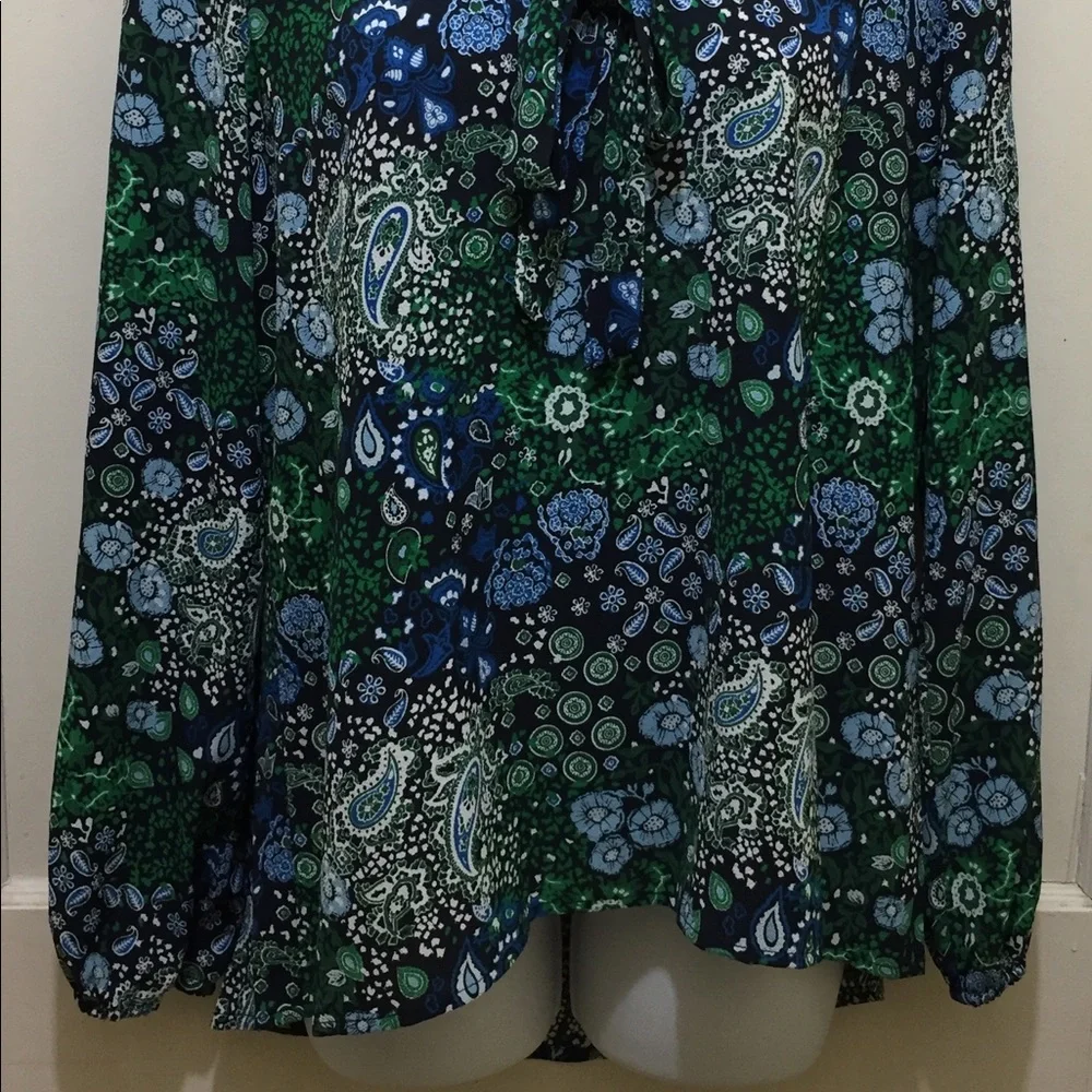 Michael Kors‎ Paisley Floral True Navy Blue Top M